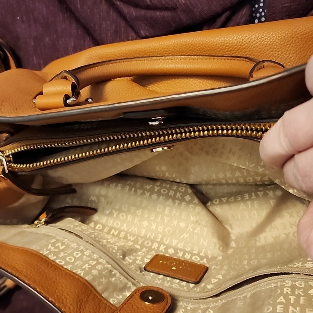 Kate Spade Larchmont Satchel In Warm Cognac Pebbled Leather - Picture 9 of 13